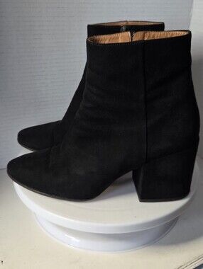 DRIES VAN NOTEN Women's Black Suede Block Heel Booties Size 7.5 Or 37.5
